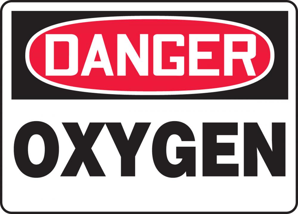 Safety Sign, DANGER OXYGEN, 7&#34; x 10&#34;, Adhesive Vinyl