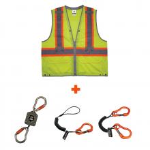 Ergodyne 24183 - 8231TVK S/M Lime Class 2 Hi-Vis Tool Tethering Safety Vest Kit