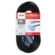 Prime Wire & Cable SEEC632830 - 50ft 12/3 SJOOW All-Rubber™ 3-Outlet Outdoor Extension Cord