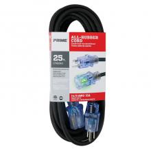 Prime Wire & Cable SEEC732725 - 50ft 12/3 SJOOW All-Rubber™ 3-Outlet Outdoor Extension Cord