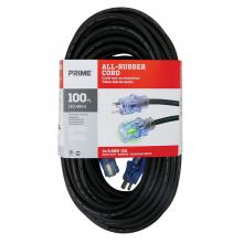Prime Wire & Cable SEEC732735 - 100ft 14/3 SJOOW All Rubber™ Black Extension Cord w/ Primelight® Power Indicator Light