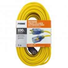 Prime Wire & Cable EC730835 - 100ft. 12/3 SJTW Yellow Twist-to-Lock Outdoor Extension Cord