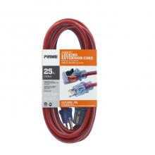 Prime Wire & Cable KCPL507825 - 25ft. 12/3 SJTW Red/Blue Outdoor Extension Cord w/Primelok & Primelight