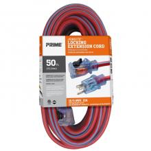 Prime Wire & Cable KCPL507830 - 50ft. 12/3 SJTW Red/Blue Outdoor Extension Cord w/Primelok & Primelight