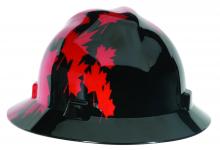 MSA Safety 10082235 - Canadian Freedom Series V-Gard Slotted Protective Cap, Black w/Red Maple Leaf
